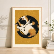Ninastore Alacalı Kedi Posteri Japon Mürekkep Fırçası Sanat Baskısı Minimalist Zen Dekor (Dijital Indirme)