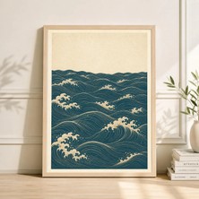 Ninastore Japon Okyanus Dalgaları Baskılı Minimalist Deniz Duvar Sanatı Zen Japandi Posteri Sakin Su Sanat Eseri