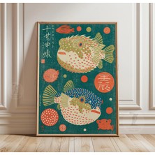 Ninastore Balon Balığı Posteri Japon Okyanus Sanatı Kıyı Duvar Kağıdı Baskısı