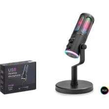 Hadron Su8 Gaming Rgb Masaüstü Mikrofon Dsp Gürültü Önleme Echo Type-C Siyah