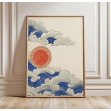 Ninastore Japon Dalga Güneş Posteri Ukiyo Esintili Sahil Duvar Sanatı