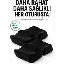 Tr 2'li Visco Coccyx Oturma Minderi | Ortopedik Kuyruk Sokumu Minderi | Visco Sünger | 47X41X12 cm