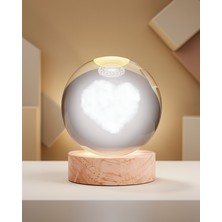 LED Işıklı Kristal Cam Küre Kalp Tasarımı Büyük Boy