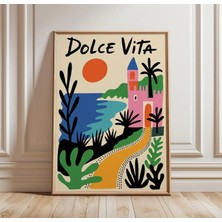 Ninastore Dolce Vita Posteri | Akdeniz Kıyısı Duvar Sanatı | Renkli Seyahat Baskısı