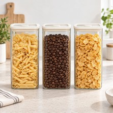 3'lü 1500 ml Krem Kapaklı Cam Kavanoz Sızdırmaz Saklama Seti
