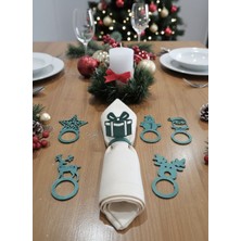 TeknoKapsül 6'lı Yılbaşı Peçete Halkası Seti Noel Sofra Süsü Dekoratif Peçete Yüzüğü
