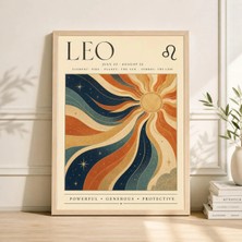 Ninastore Aslan Burcu Sanat Baskısı, Burç Astroloji Posteri, Boho Yatak Odası Dekorasyonu