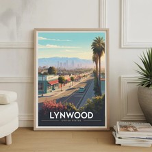 Ninastore Lynwood Amerika Birleşik Devletleri Seyahat Posteri Vintage Şehir Manzarası Sanat Baskısı Manzara Dekorasyonu