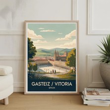 Ninastore Gasteiz Vitoria Ispanya Seyahat Posteri – Vintage Tarzı Şehir Manzarası Duvar Sanatı