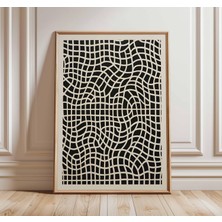 Ninastore Optik Illüzyon Posteri Soyut Geometrik Duvar Sanatı Siyah Beyaz Modern Baskı Dalgalı Izgara Sanat Eseri Minimalist Çağdaş Ev Dekorasyonu