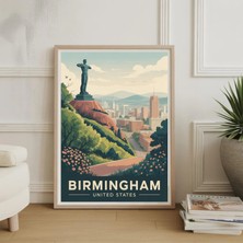 Ninastore Birmingham Amerika Birleşik Devletleri Seyahat Posteri – Vintage Şehir Manzarası Duvar Sanatı