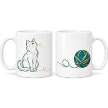 Bezos Kedi ve Yumak 2'li Porselen Kupa Seti - Model 366 Bss