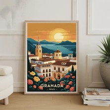 Ninastore Granada Ispanya Posteri: Alhambra Sarayı, Endülüs Seyahat Sanatı