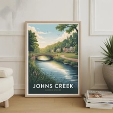 Ninastore Johns Creek Sanat Baskısı, Manzaralı Amerika Birleşik Devletleri Duvar Dekoru, Şehir Manzarası Posteri