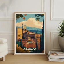Ninastore Granada Ispanya Seyahat Posteri – Alhambra Suluboya Sanat Baskısı