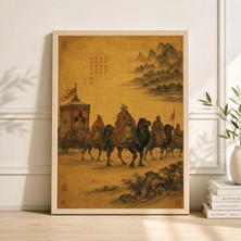 Ninastore Antik Çin Rulo Posteri, Deve Kervanı, Ipek Boyama, Asya Tarihi Sanatı (Dijital Indirme)