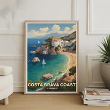 Ninastore Costa Brava Ispanya Seyahat Posteri - Manzaralı Ispanyol Sahil Şeridi Duvar Sanatı Akdeniz Dekorasyonu Kaşif Hediyesi