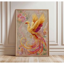 Ninastore Anka Kuşu Duvar Sanatı, Gizemli Ateş Kuşu Posteri, Çin Mitolojisi Baskısı, Canlı Fantastik Dekor, Yükselen Anka Kuşu Illüstrasyonu