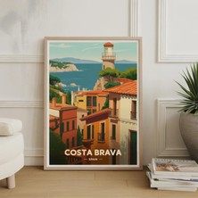 Ninastore Costa Brava Ispanya Seyahat Posteri – Suluboya Sahil Duvar Sanatı