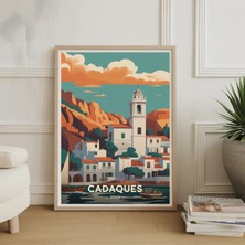 Ninastore Cadaqués Ispanya Suluboya Seyahat Posteri – Sahil Kasabası Sanat Baskısı