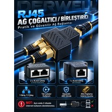 Derwell RJ45 Splitter Adaptörü Çift Portlu Ethernet Kablosu Uzatıcı Ağ Bağlayıcısı CAT5E/CAT6/CAT7 Pc/laptop