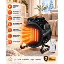 Elektrikli Fanlı Isıtıcı 3000W Dijital Ekran Uzaktan Kumandalı