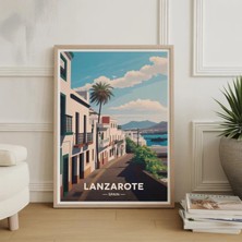 Ninastore Lanzarote Ispanya Seyahat Posteri Ada Manzarası Duvar Sanatı