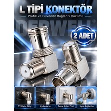 Derwell 2 Adet Hızlı F Konnektör L Fiş 90 Derece Çevirici Anten Başlığı Quick Fiş Için F Connektör 2 Tane Rg6 Rg5 Konnektör