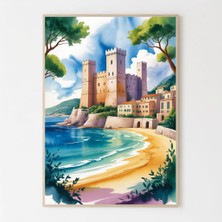 Ninastore San Sebastian Suluboya Baskı - Ispanya Seyahat Posteri Bask Dekorasyonu