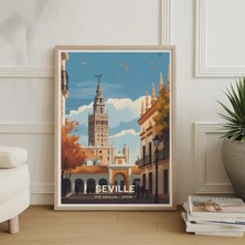 Ninastore Sevilla Ispanya Seyahat Posteri Plaza De España Suluboya Kanvas Tablo