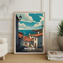 Ninastore Galiçya Ispanya Seyahat Posteri – Sahil Kasabası Duvar Sanatı (Çerçeveli Baskı Poster Kanvas)