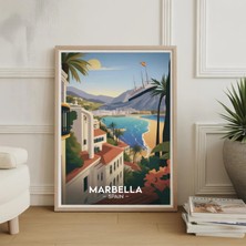 Ninastore Marbella Ispanya Seyahat Posteri – Canlı Sahil Duvar Sanatı Endülüs Dekorasyonu