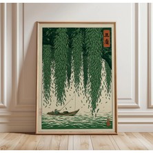 Ninastore Japon Nehir Teknesi Posteri, Söğüt Ağacı Baskısı, Zen Duvar Sanatı