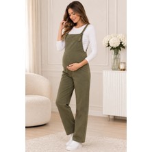Luvmabelly MYRA6153 Haki Renkli Pamuklu Hamile Tulum Normal Kesim Şık ve Rahat Kullanım