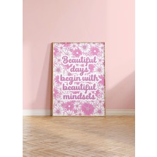 Ninastore Güzel Günler Güzel Zihniyetlerle Başlar Sözü Çiçek Baskısı - Retro Çiçekler Çiçek Tipografisi Retro Cesur Modern Botanik Duvar Sanatı