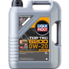 5 Litre Liqui Moly Top Tec 6200 0W20 Motor Yağı Düşük Viskozite ile Yüksek Yakıt Tasarrufu (20789)