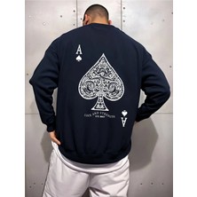 Unisex Maca Asi Baskılı Oversize Sweatshirt