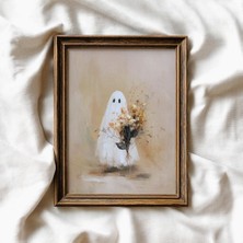 Ninastore Ürkütücü Karanlık Cadılar Bayramı Duvar Sanatı Sevimli Hayalet Baskısı Rustik Çiftlik Evi Dekorasyonu Vintage Tarzı Cadılar Bayramı Duvar Sanatı Minimalist Sonbahar Dekorasyonu Hvc-21