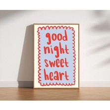 Ninastore Iyi Geceler Sevgilim Baskılı Sevimli Uyku Zamanı Duvar Sanatı Neşeli Yatak Odası Dekorasyonu Eğlenceli Aşk Sözü Posteri Rahat Trend Retro Sanat Mavi ve Kırmızı