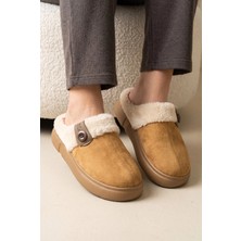 Slipcat Unisex, Peluş Astarlı, Düğme Detaylı, Önü Kapalı, Kalın Tabanlı, Rahat Ev Terliği