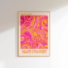 Ninastore Şanslı Kız Sendromu Onaylama Duvar Sanatı, Trend Retro Duvar Sanatı, Eğlenceli Dekor, Kız Çocuklarına Özel Pembe Duvar Sanatı, Şık Y2K Oda Dekoru, Estetik Duvar Sanatı