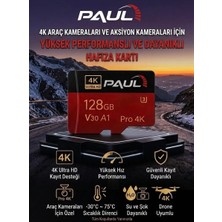 PAUL 128GB Hafıza Kartı 4K Ultra HD | V30 A1 U3 Yüksek Hızlı