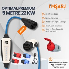 Nrgkick 22KW 32A Optimal Premium Light 5m Taşınabilir Elektrikli Araç Şarj Cihazı Seti (Full Adaptörlü / 5X32A Eğik Duvar Prizli)