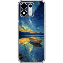 TechTree Honor X7E Plus 5g Uyumlu Yıldızlı Gece ve Kayık Manzaralı Baskılı Silikon Kılıf