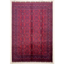 El Dokuma Afgan Halı 6 Metre Biljik Desenli Kök Boya 204 x 294 cm