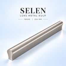 Badem10 Selen Inox Inoks Krom Gümüş Metal Kulp 224 mm Çekmece Mutfak Dolap Kulpu Banyo Şifonyer Kitaplık Kulbu