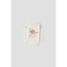 B&G Kız Bebek Beyaz Tshirt