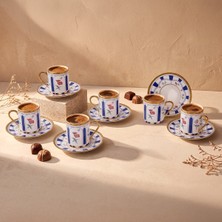 Aryıldız Best 12 Parça 6 Kişilik Kahve Fincan Takımı Mavi 90 ml