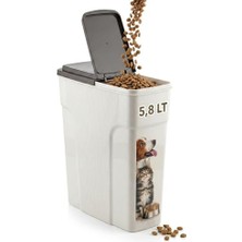 Rafta Saklama Kabı, 5.8 Lt, Kedi ve Köpek Için, Hava Geçirmez Kapaklı, Bpa Içermez, 25X10X30.8 cm