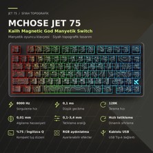 Mchose Jet 75 E-Sport Black Topographic %75 Kailh Magnetic God Manyetik Switch 8k Hz Hall Effect Hotswap Rgb Ingilizce Mekanik Gaming Klavye (HW-JET75-10)